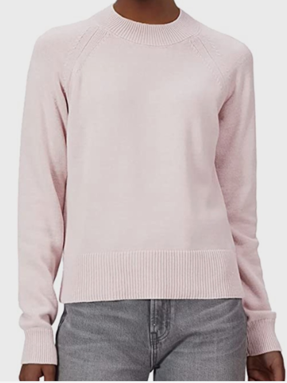 Daily Ritual 100% cotton mock neck sweater blush lilac pink